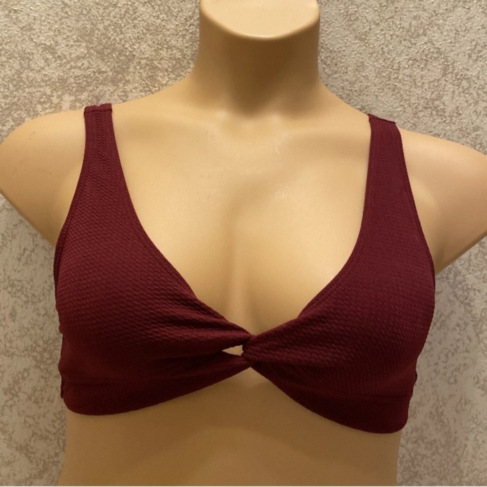 Zaful Burgundy Twist Front Bikini Top